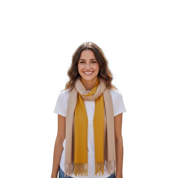 Boutique Accessories - Cashmere 2 Tone Blanket Scarf Yellow One Size